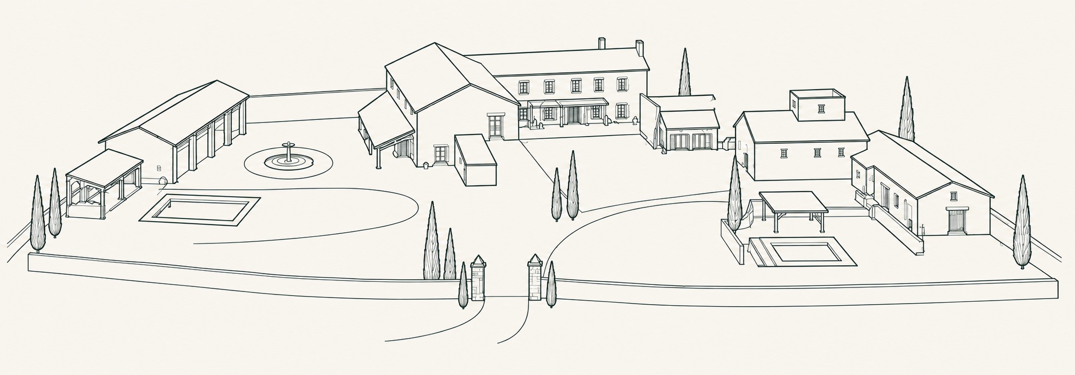 Dessin au trait des Terres de Sarson / Line drawing of Les Terres de Sarson